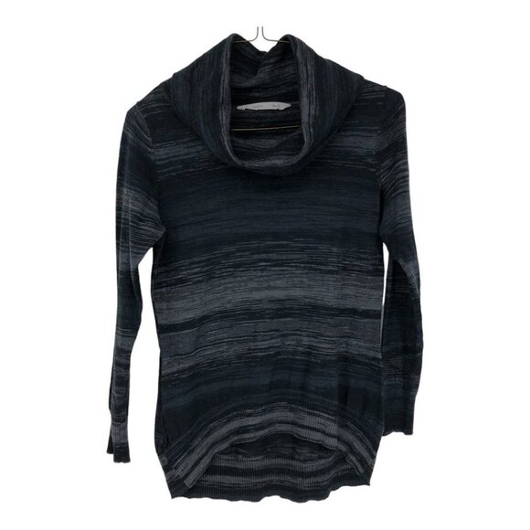 ATHLETA | gray space dye Ashland cowl neck ribbed hi low long sleeve sweater L - Picture 3 of 16